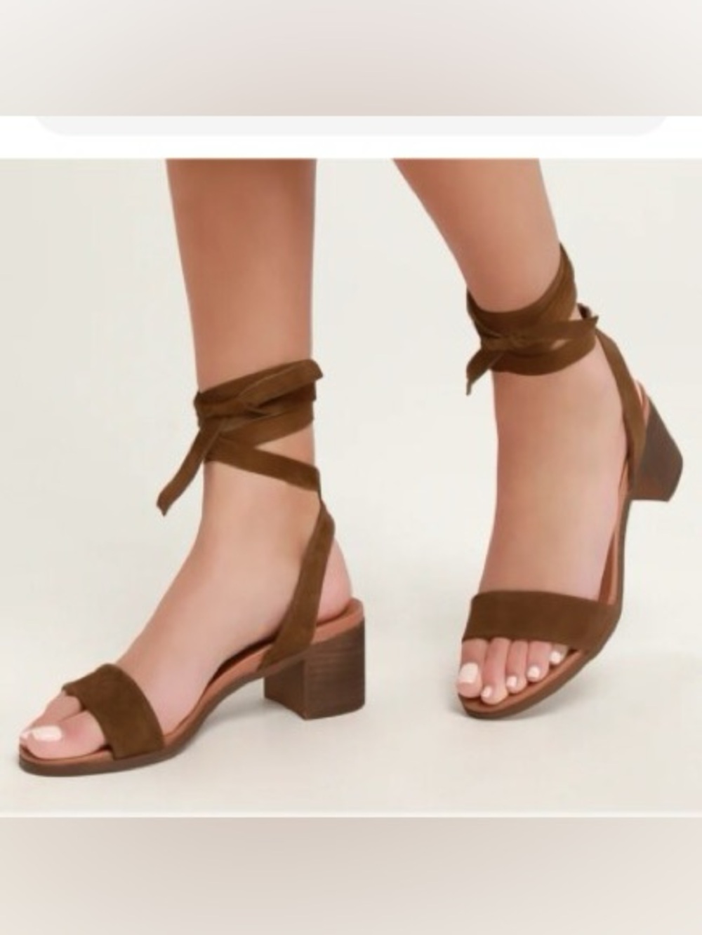 Women’s Steve Madden Adrianne Brown Suede Ankle-Tie Block Heel Sandals 8M